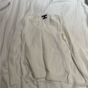 Massimo Dutti Cream V-Neck Sweater